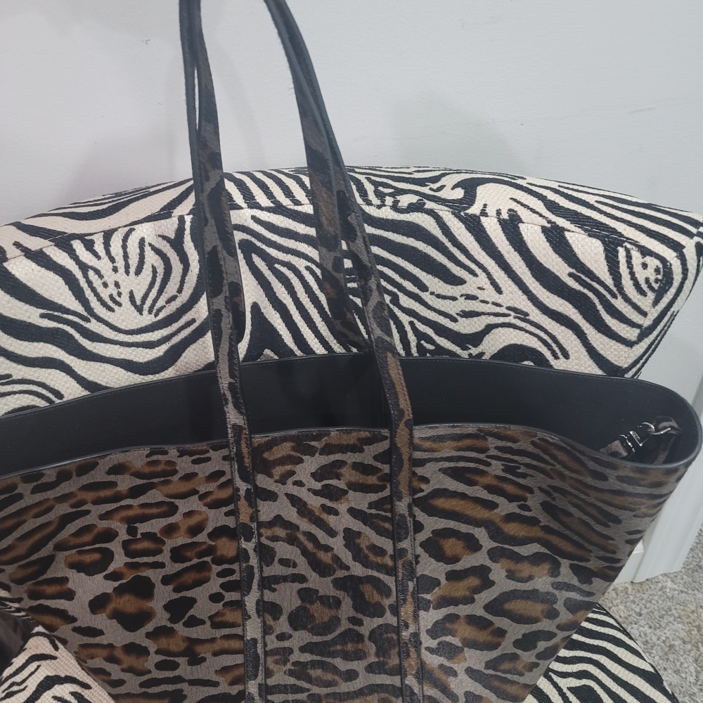 Zara Leopard Print Calf Hair Tote Bag